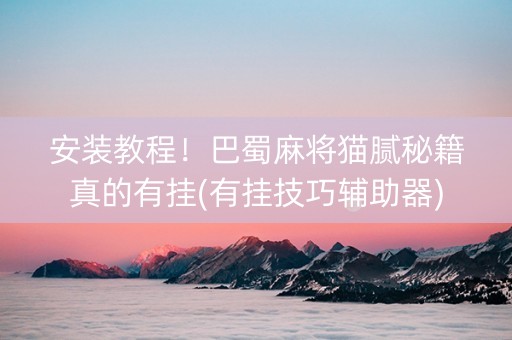 安装教程！巴蜀麻将猫腻秘籍真的有挂(有挂技巧辅助器)