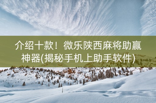介绍十款！微乐陕西麻将助赢神器(揭秘手机上助手软件)