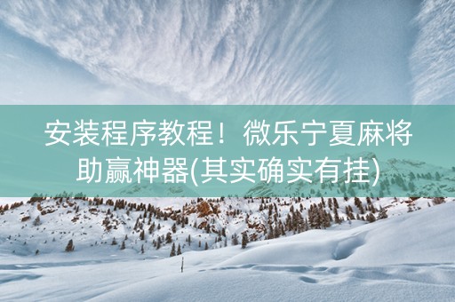 安装程序教程！微乐宁夏麻将助赢神器(其实确实有挂)