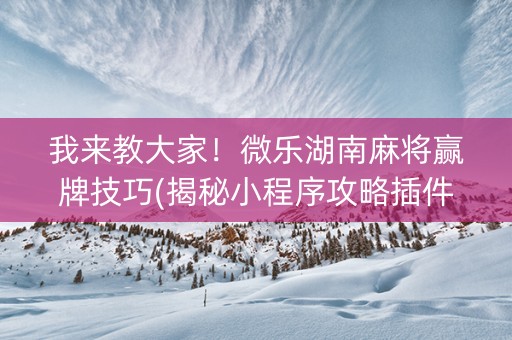 我来教大家！微乐湖南麻将赢牌技巧(揭秘小程序攻略插件)