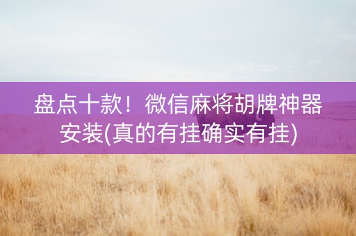 盘点十款！微信麻将胡牌神器安装(真的有挂确实有挂)