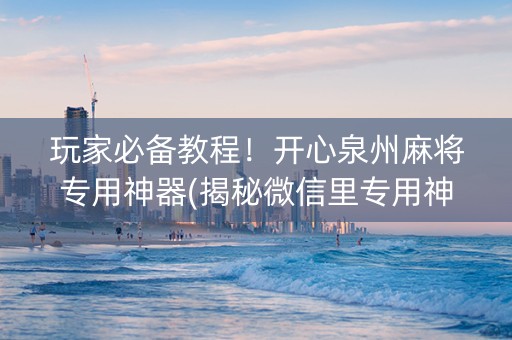 玩家必备教程！开心泉州麻将专用神器(揭秘微信里专用神器下载)