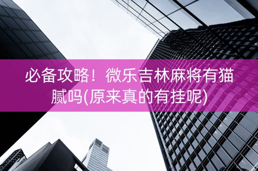 必备攻略！微乐吉林麻将有猫腻吗(原来真的有挂呢)