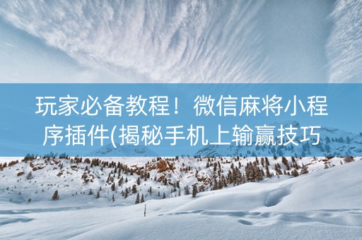 玩家必备教程！微信麻将小程序插件(揭秘手机上输赢技巧)