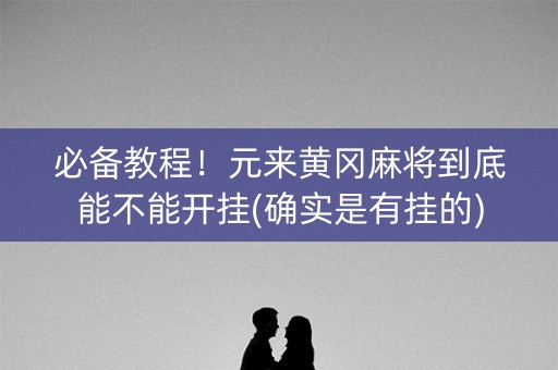 必备教程！元来黄冈麻将到底能不能开挂(确实是有挂的)