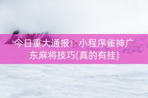 今日重大通报！小程序雀神广东麻将技巧(真的有挂)