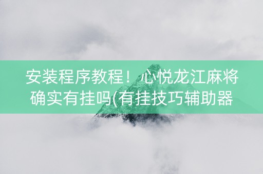 安装程序教程！心悦龙江麻将确实有挂吗(有挂技巧辅助器)