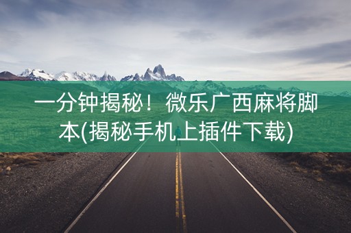 一分钟揭秘！微乐广西麻将脚本(揭秘手机上插件下载)