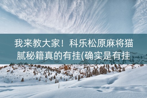 我来教大家！科乐松原麻将猫腻秘籍真的有挂(确实是有挂的)