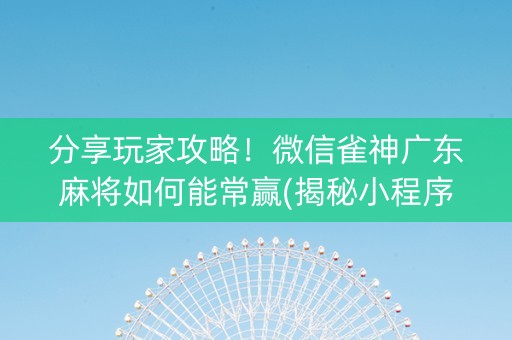 分享玩家攻略！微信雀神广东麻将如何能常赢(揭秘小程序助手软件)