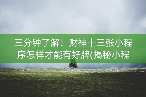 三分钟了解！财神十三张小程序怎样才能有好牌(揭秘小程序确实有猫腻)