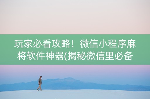 玩家必看攻略！微信小程序麻将软件神器(揭秘微信里必备神器)