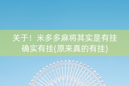 关于！米多多麻将其实是有挂确实有挂(原来真的有挂)