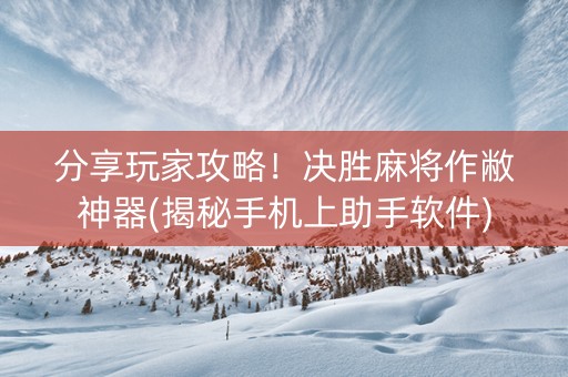 分享玩家攻略！决胜麻将作敝神器(揭秘手机上助手软件)