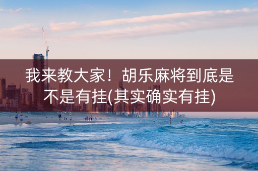 我来教大家！胡乐麻将到底是不是有挂(其实确实有挂)