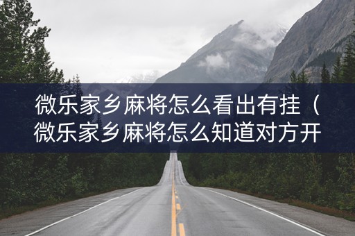 微乐家乡麻将怎么看出有挂（微乐家乡麻将怎么知道对方开挂）