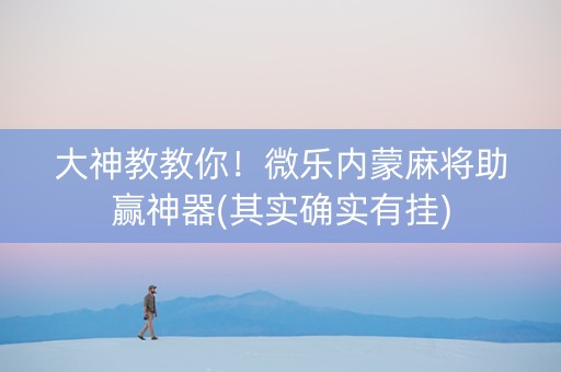 大神教教你！微乐内蒙麻将助赢神器(其实确实有挂)