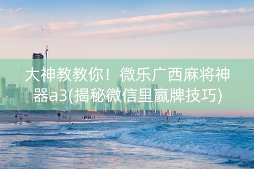 大神教教你！微乐广西麻将神器a3(揭秘微信里赢牌技巧)