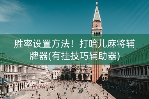 胜率设置方法！打哈儿麻将辅牌器(有挂技巧辅助器)
