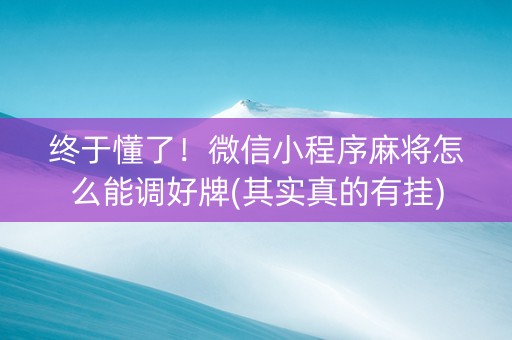 终于懂了！微信小程序麻将怎么能调好牌(其实真的有挂)