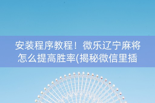 安装程序教程！微乐辽宁麻将怎么提高胜率(揭秘微信里插件购买)