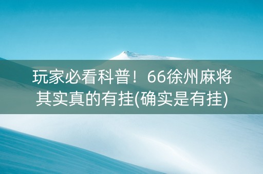 玩家必看科普！66徐州麻将其实真的有挂(确实是有挂)
