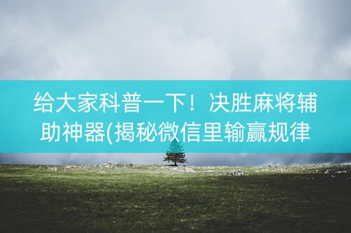给大家科普一下！决胜麻将辅助神器(揭秘微信里输赢规律)