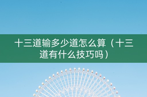 十三道输多少道怎么算（十三道有什么技巧吗）