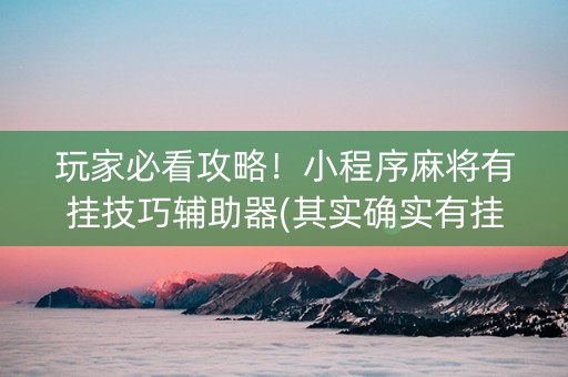 玩家必看攻略！小程序麻将有挂技巧辅助器(其实确实有挂)