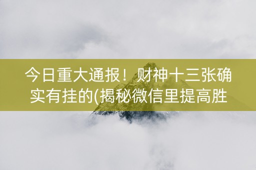 今日重大通报！财神十三张确实有挂的(揭秘微信里提高胜率)