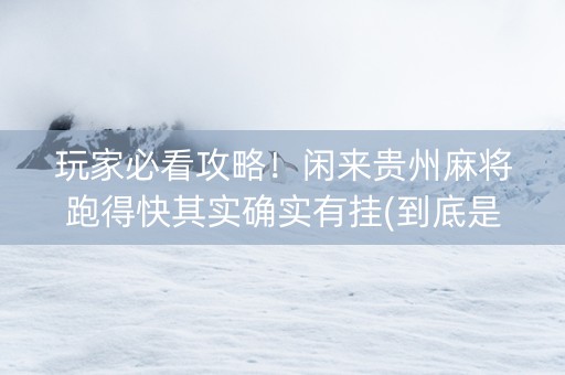 玩家必看攻略！闲来贵州麻将跑得快其实确实有挂(到底是不是有挂)