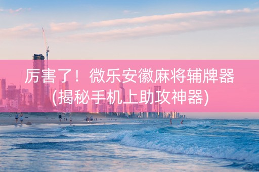 厉害了！微乐安徽麻将辅牌器(揭秘手机上助攻神器)