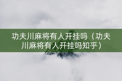 功夫川麻将有人开挂吗（功夫川麻将有人开挂吗知乎）
