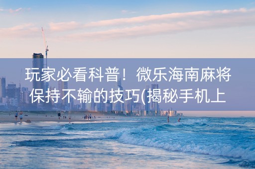 玩家必看科普！微乐海南麻将保持不输的技巧(揭秘手机上输赢规律)