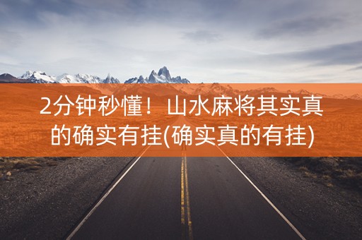 2分钟秒懂！山水麻将其实真的确实有挂(确实真的有挂)