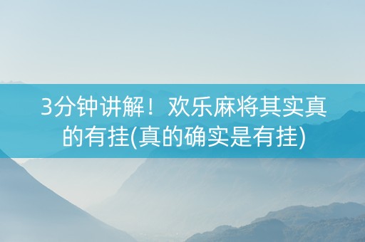 3分钟讲解！欢乐麻将其实真的有挂(真的确实是有挂)