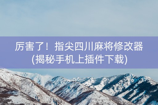 厉害了！指尖四川麻将修改器(揭秘手机上插件下载)