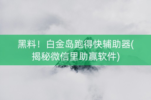 黑料！白金岛跑得快辅助器(揭秘微信里助赢软件)