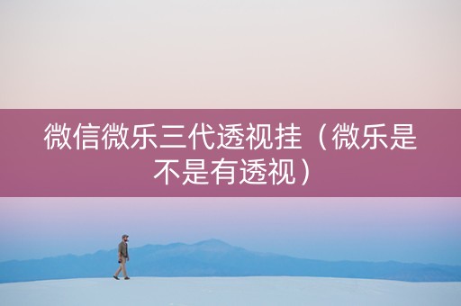 微信微乐三代透视挂（微乐是不是有透视）