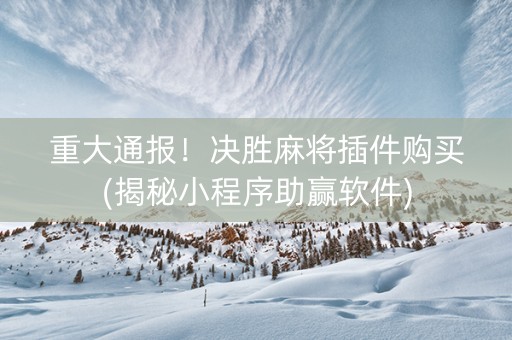 重大通报！决胜麻将插件购买(揭秘小程序助赢软件)