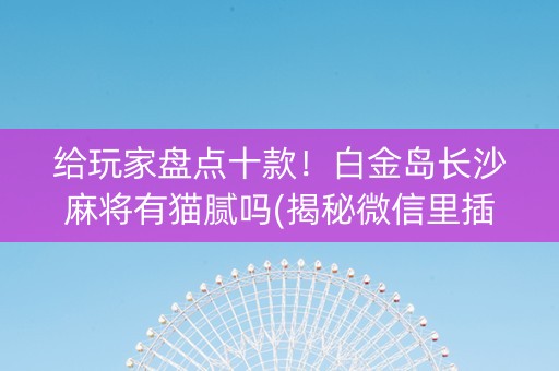 给玩家盘点十款！白金岛长沙麻将有猫腻吗(揭秘微信里插件购买)