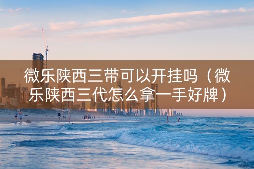 微乐陕西三带可以开挂吗（微乐陕西三代怎么拿一手好牌）