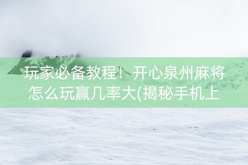玩家必备教程！开心泉州麻将怎么玩赢几率大(揭秘手机上助手软件)