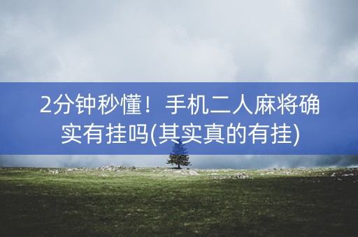2分钟秒懂！手机二人麻将确实有挂吗(其实真的有挂)