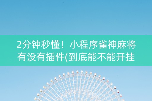 2分钟秒懂！小程序雀神麻将有没有插件(到底能不能开挂)