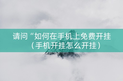 请问“如何在手机上免费开挂（手机开挂怎么开挂）