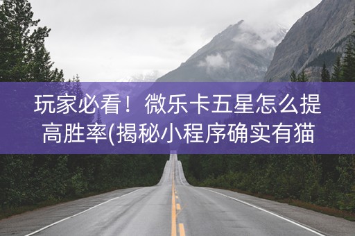 玩家必看！微乐卡五星怎么提高胜率(揭秘小程序确实有猫腻)