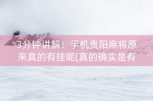 3分钟讲解！手机贵阳麻将原来真的有挂呢(真的确实是有挂)