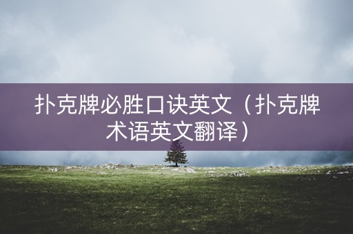 扑克牌必胜口诀英文（扑克牌术语英文翻译）
