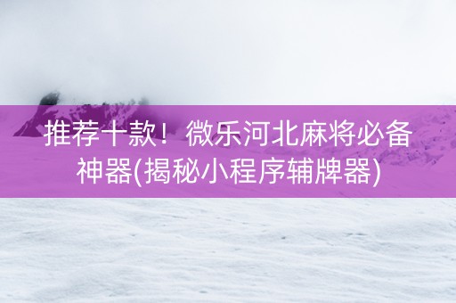 推荐十款！微乐河北麻将必备神器(揭秘小程序辅牌器)